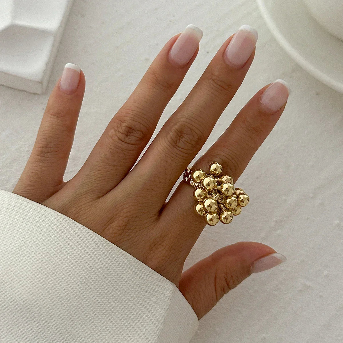 Unique Exaggerated Large Petal Flower Rings - Piña Colada