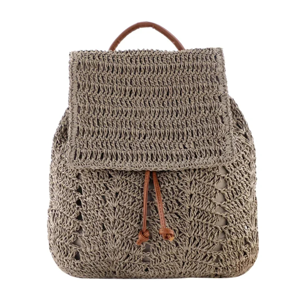 Women Straw Backpack Handmade - Piña Colada