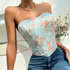 Off Shoulder Tank Top Low Cut Open Back - Piña Colada