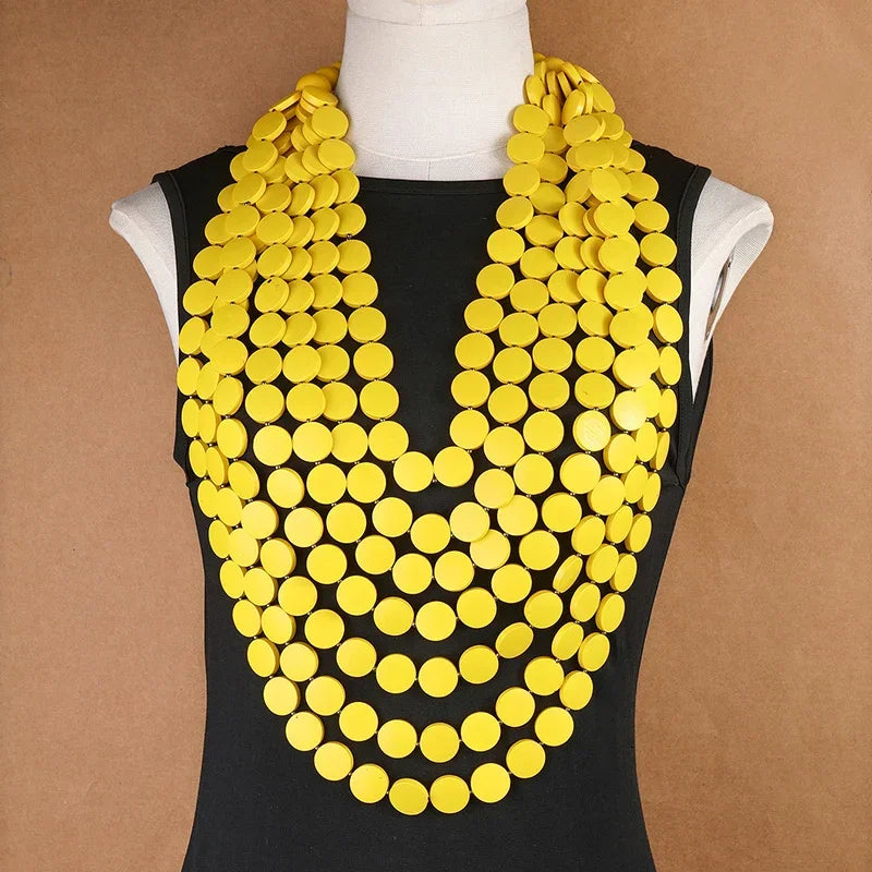 Multi-color Necklace Wooden - Piña Colada