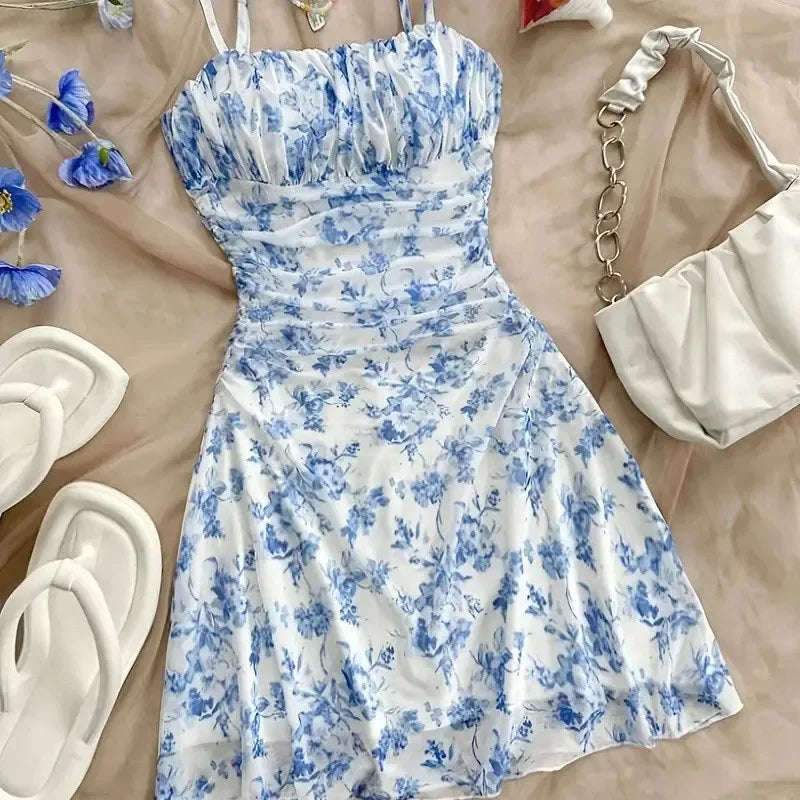 Floral Mini Dress Fashion - Piña Colada