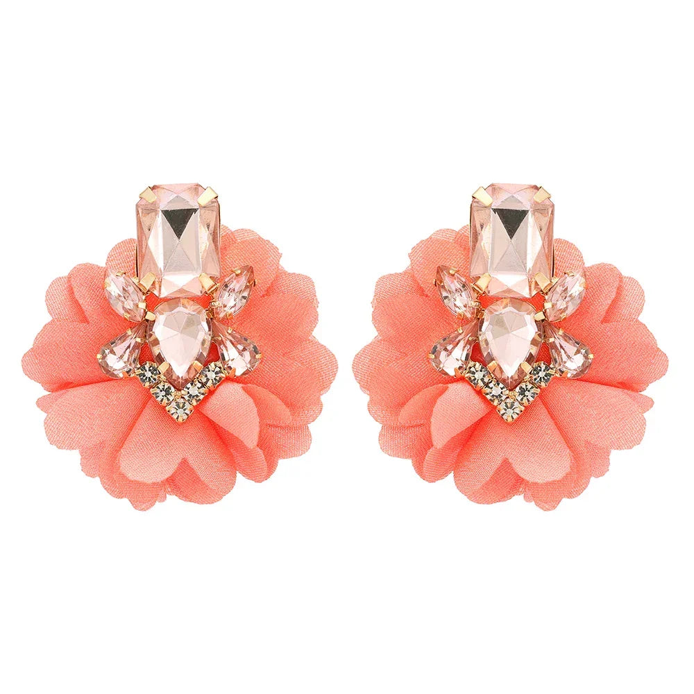 Lace Flower Cotton Drop Earrings - Piña Colada