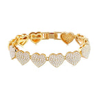 Iced Out Heart & Cuban Link Bracelet - Piña Colada
