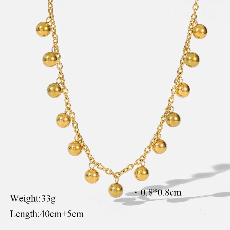 Trendy Stainless Steel Ball Pendant Necklace for Women - Piña Colada