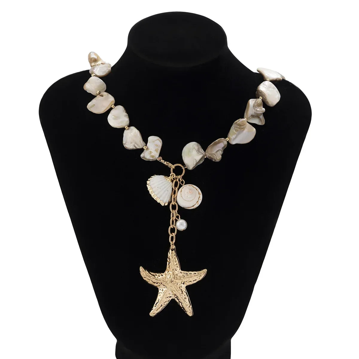 Retro Starfish White Shell Conch Pendant - Piña Colada