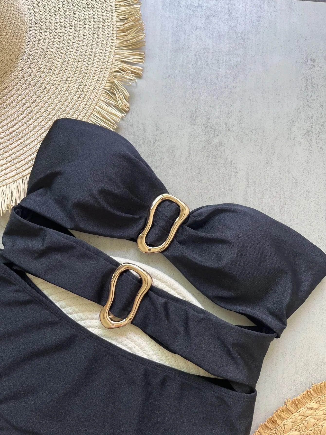 Metal Rings Cut Out Swimwear - Piña Colada
