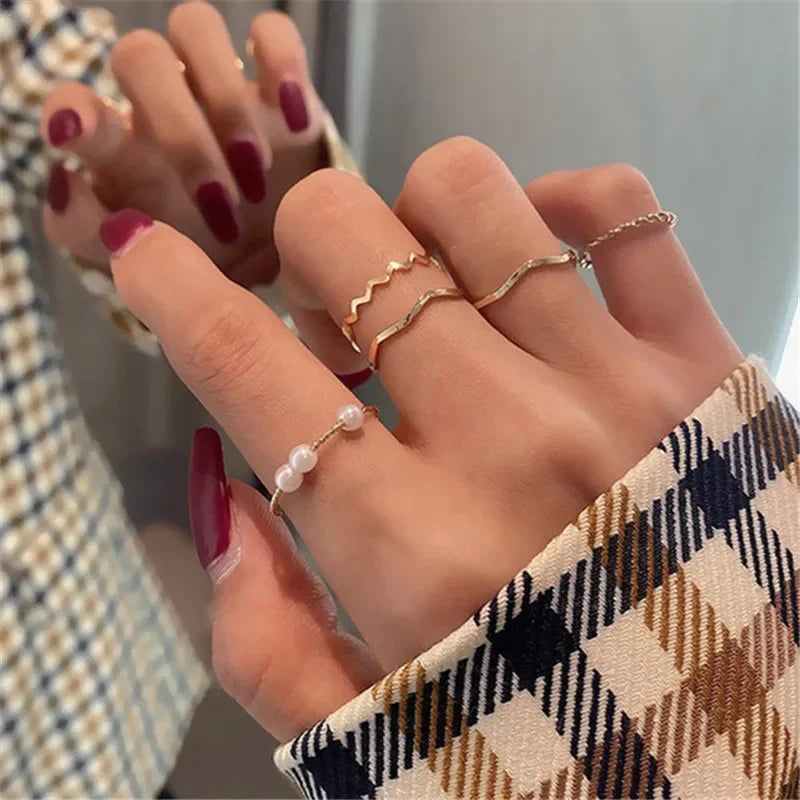 Boho Zircon Rings Set - Piña Colada