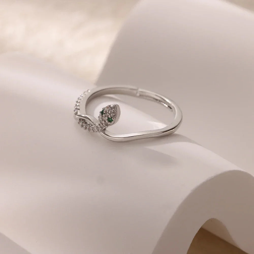 Stainless Steel Zircon Adjustable Ring - Piña Colada