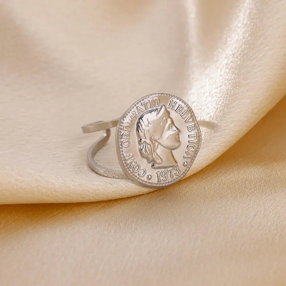 Stainless Steel Zircon Adjustable Ring - Piña Colada