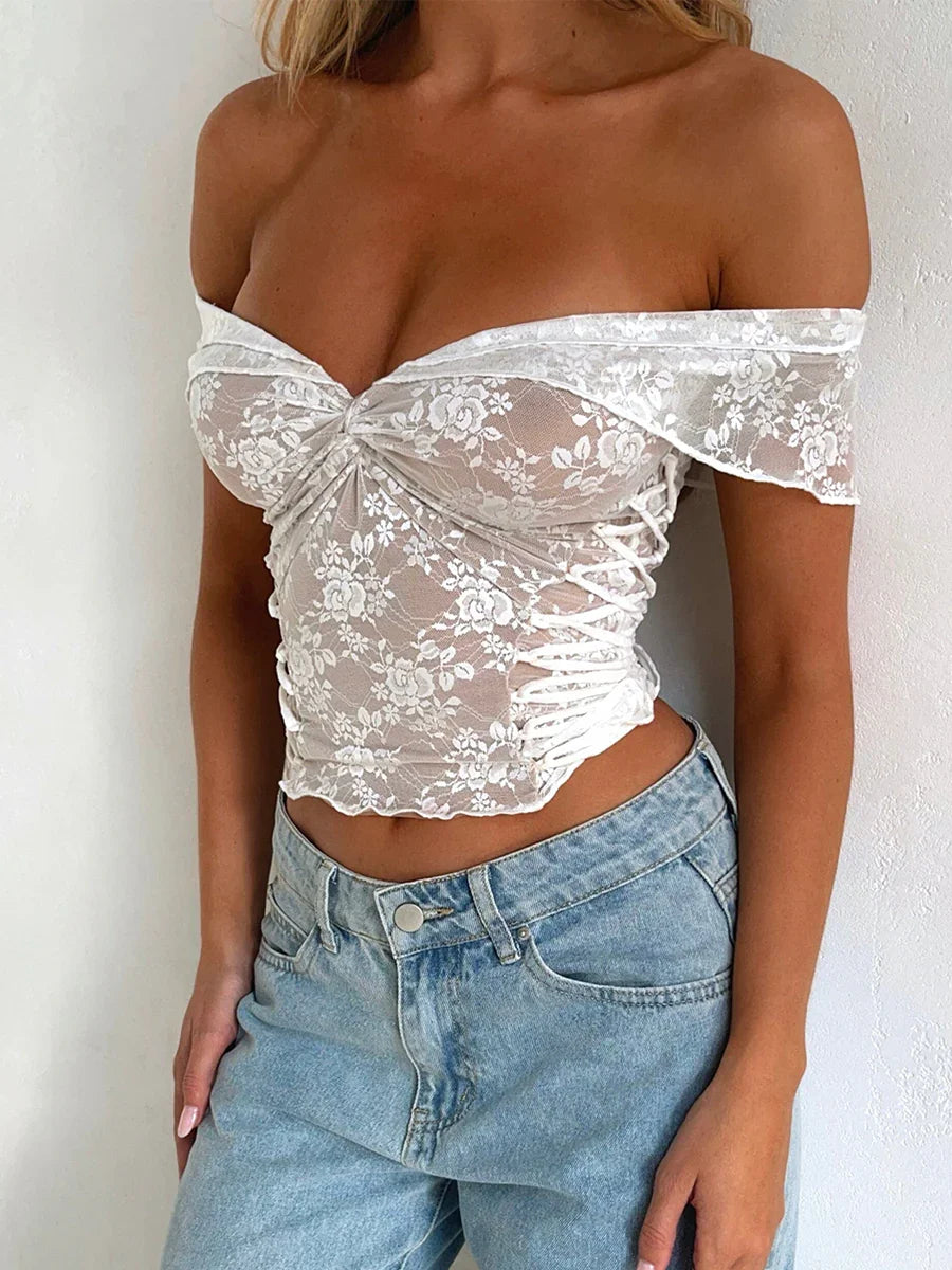 Floral Embroidered Off Shoulder Velvet Set – Two-Piece Pleated Skirt &amp; Top - Piña Colada