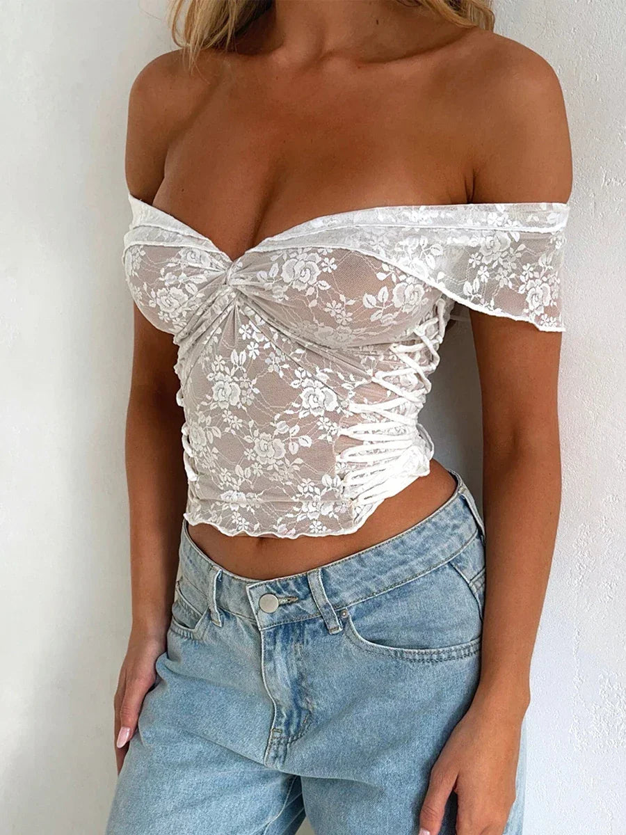 Floral Embroidered Off Shoulder Velvet Set – Two-Piece Pleated Skirt &amp; Top - Piña Colada