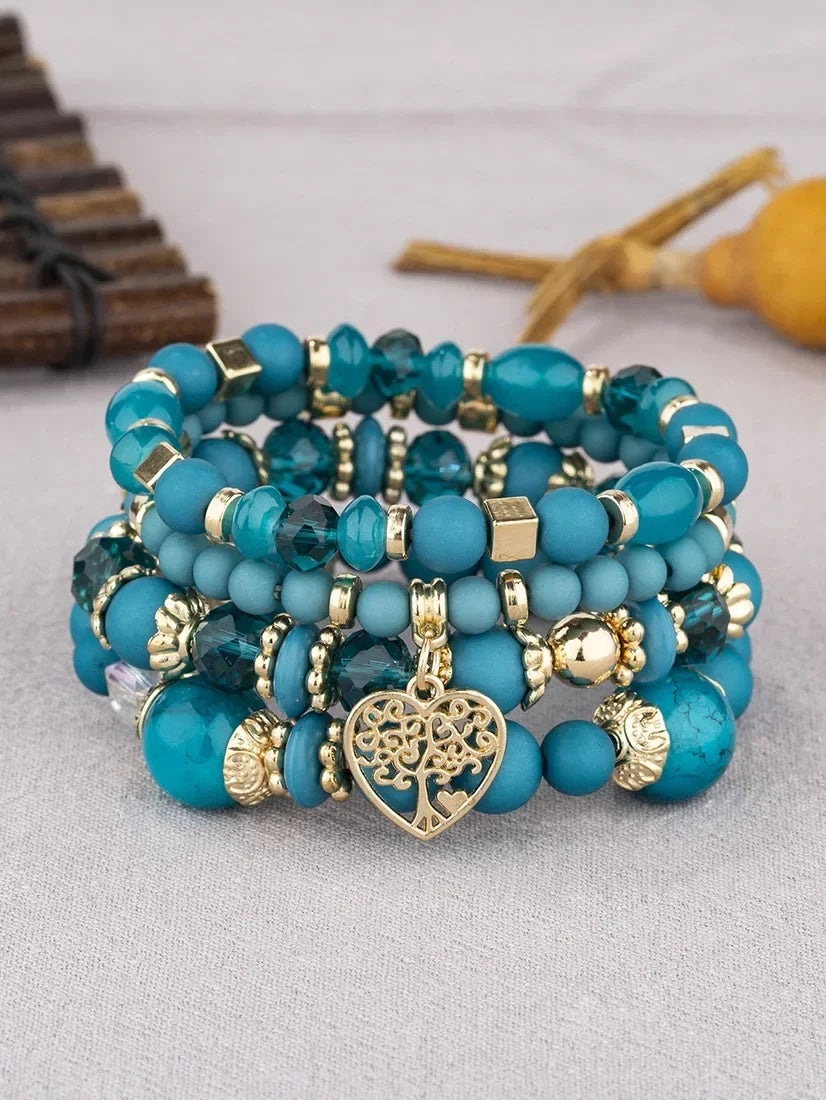 Boho Acrylic Beads Bracelet Set - Piña Colada