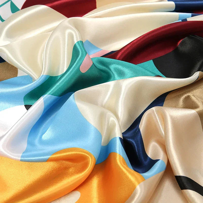 Silk Satin Square Scarf Flower - Piña Colada