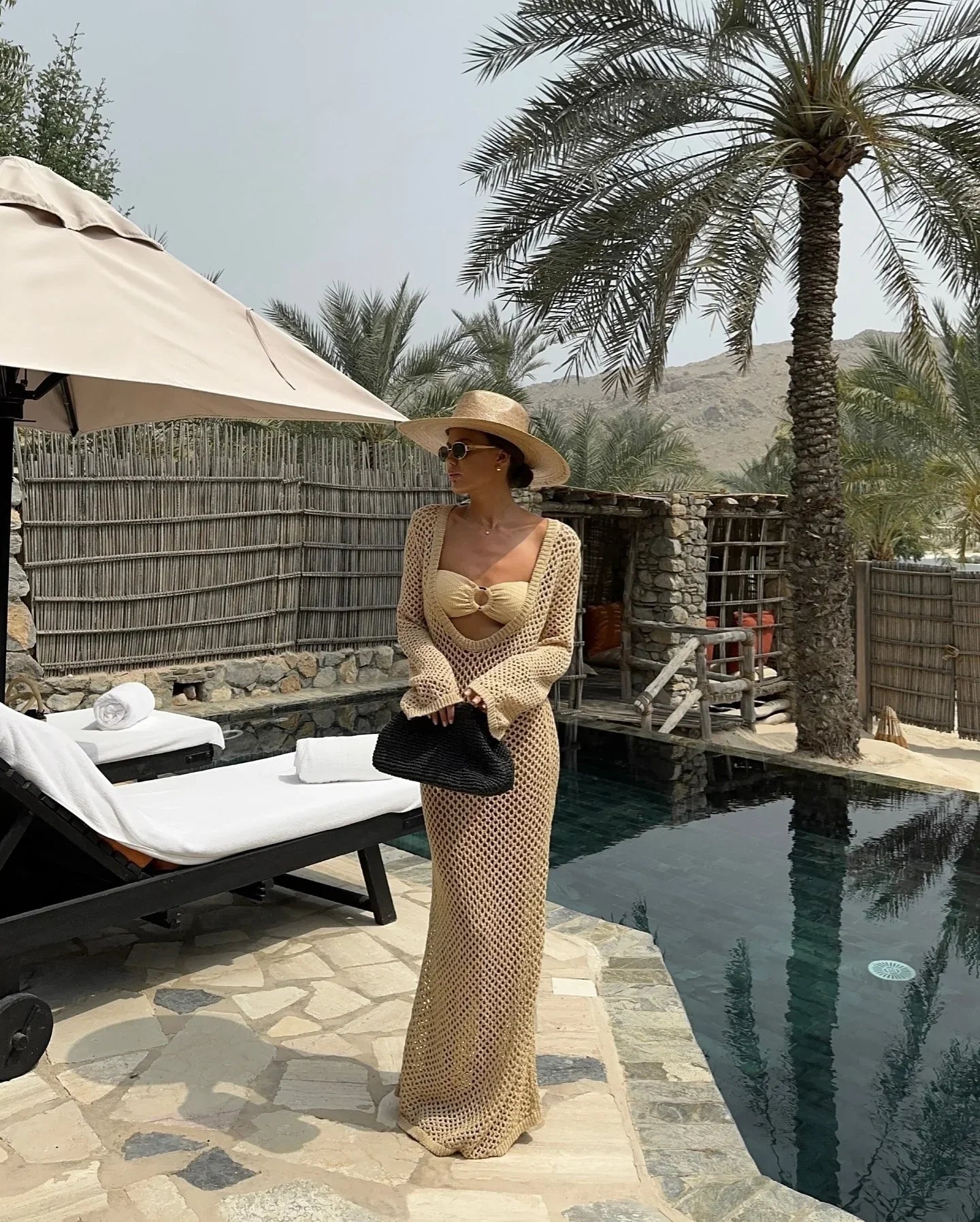 Sexy U-neck Knit Maxi Dress - Piña Colada