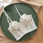 3D Floral Embroidered Bustier Cami Top - Piña Colada