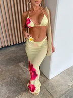 3-Piece High Waist Bikini Set with Skirt – Sexy Beachwear - Piña Colada