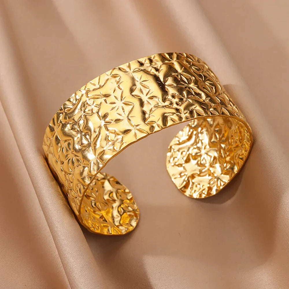 Stainless Steel Wide Bangles - Piña Colada