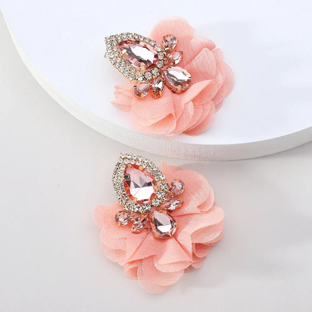 Lace Flower Cotton Drop Earrings - Piña Colada