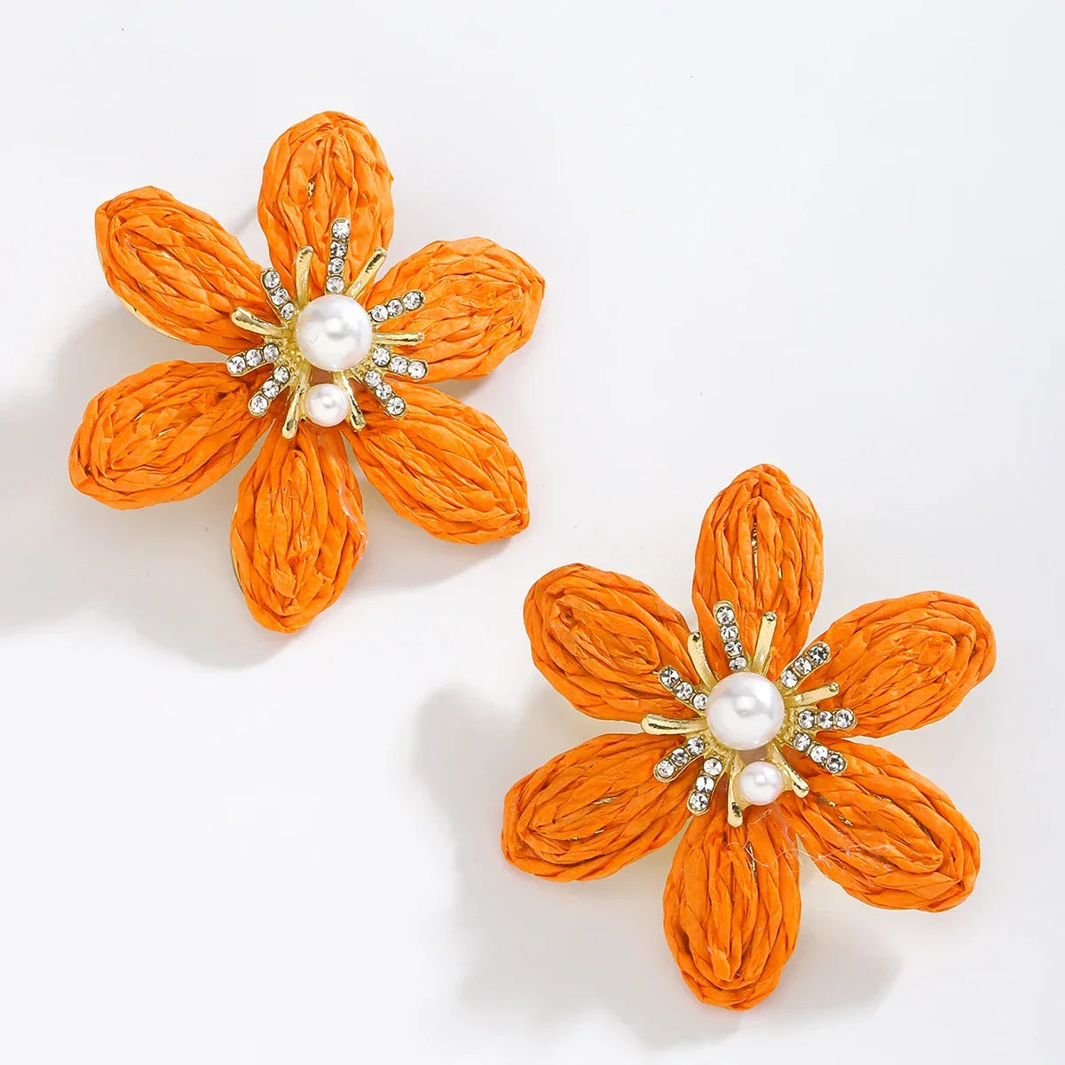 Bohemian Colorful Flower Drop Earrings – Handmade Rhinestone & Pearl Holiday Jewelry for Women - Piña Colada