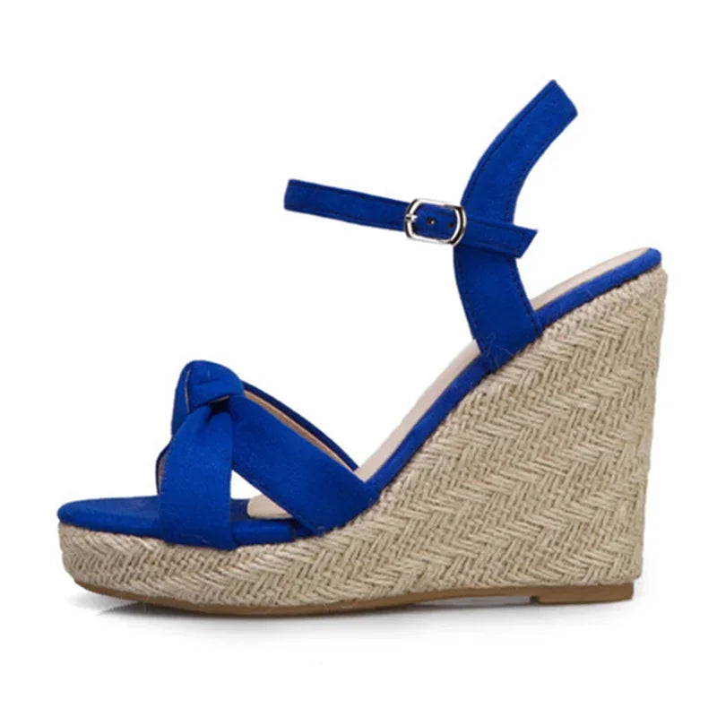 Velvet Wedge Sandals – Ultra High Platform Summer Heels - Piña Colada