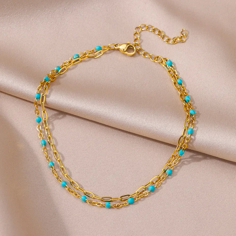 Stainless Steel Gold-Plated Anklet for Women - Piña Colada