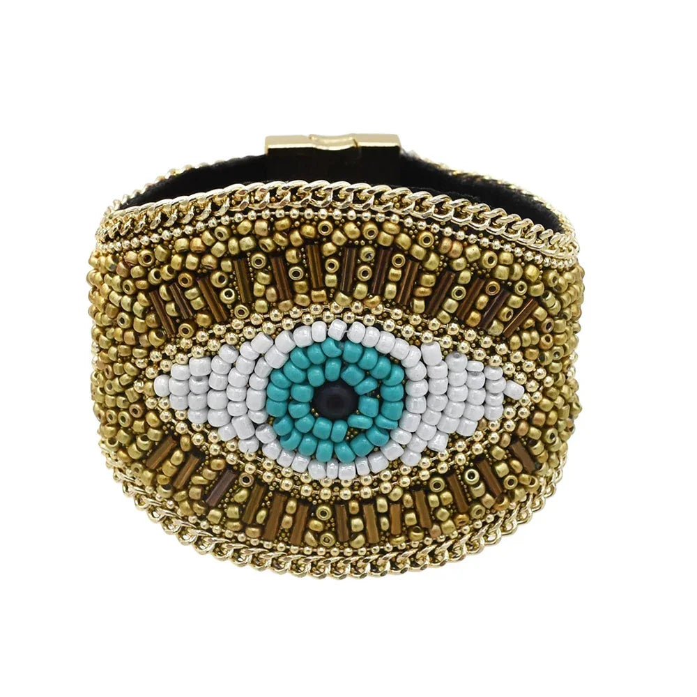 Vintage Handmade Beads Devil Eye - Piña Colada