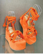 Platform Wedge Strappy Sandals - Piña Colada