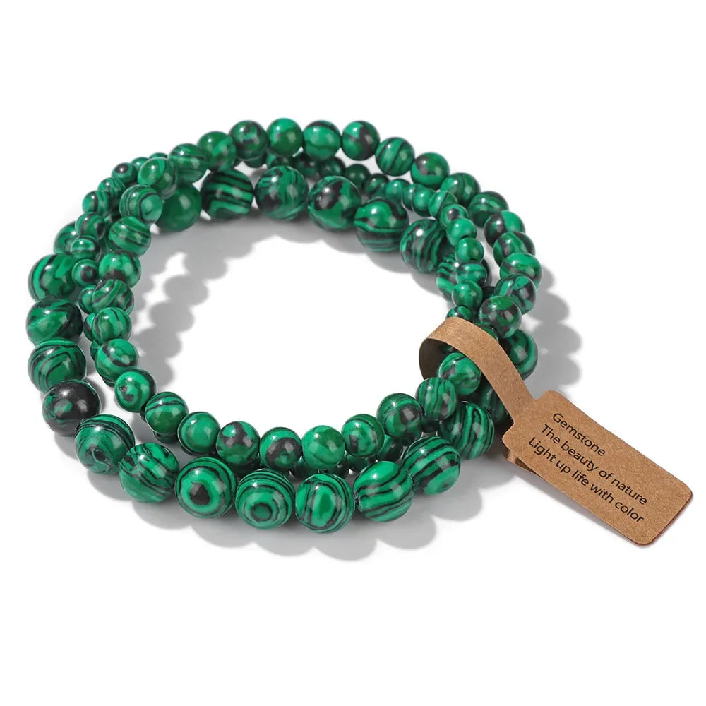 3Pcs Natural Stone Beaded Bracelets Set - Piña Colada