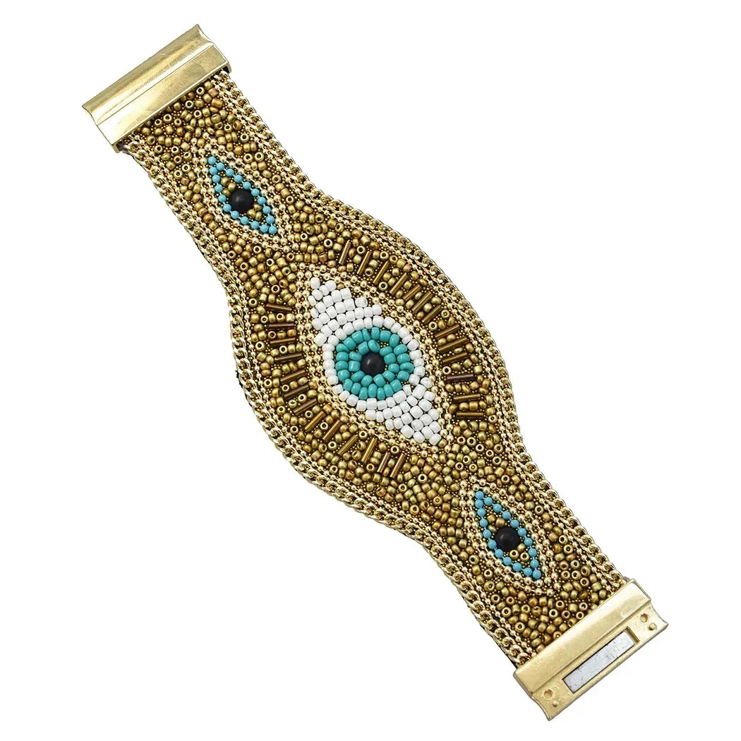 Vintage Handmade Beads Devil Eye - Piña Colada