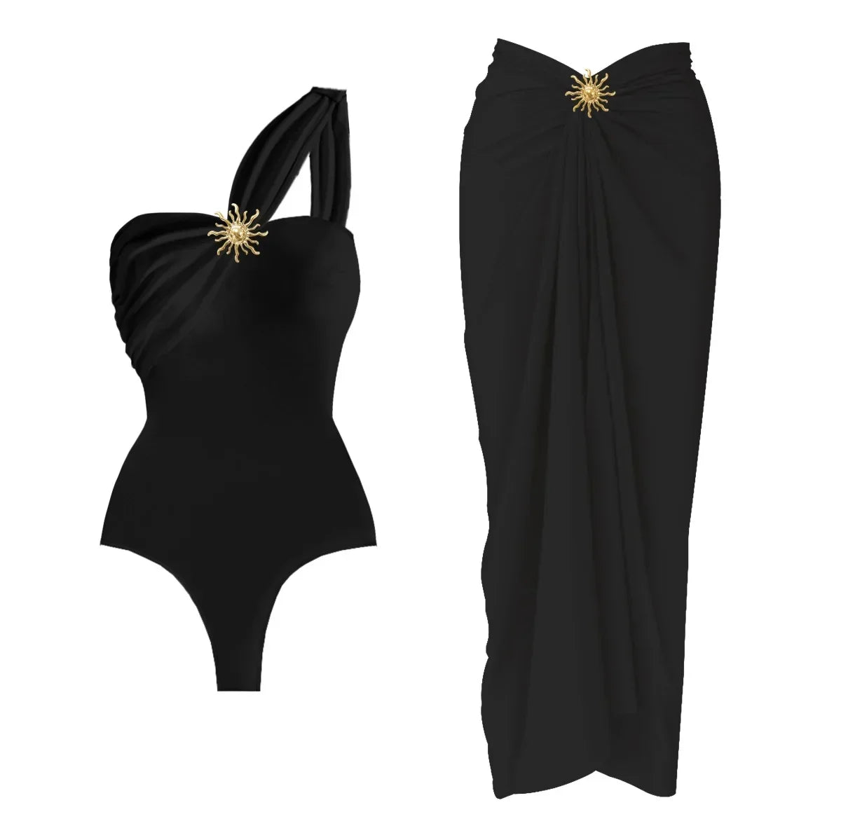 2Pcs One Shoulder Swimsuit - Piña Colada