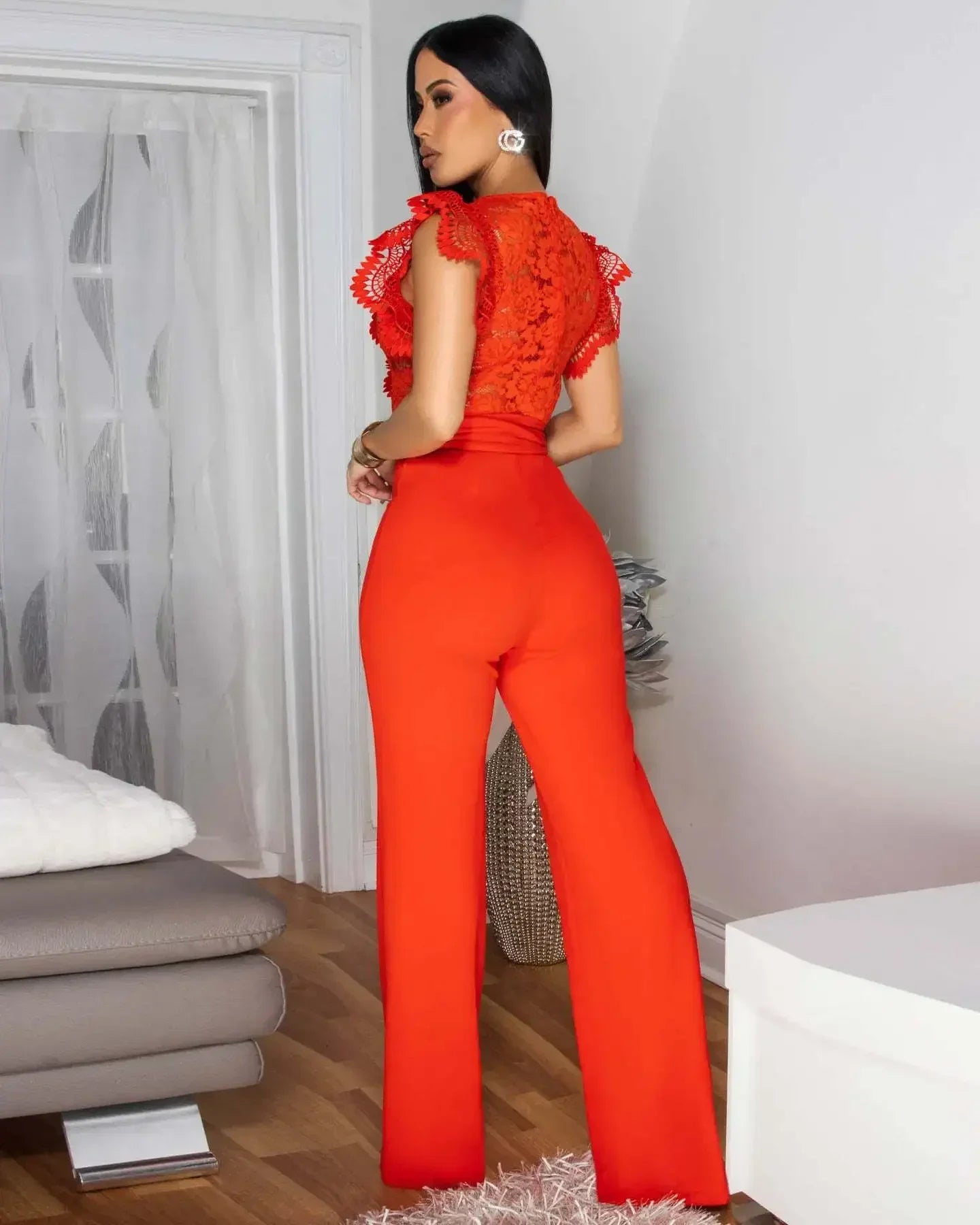 Lace Splice Fitness Jumpsuit - Piña Colada