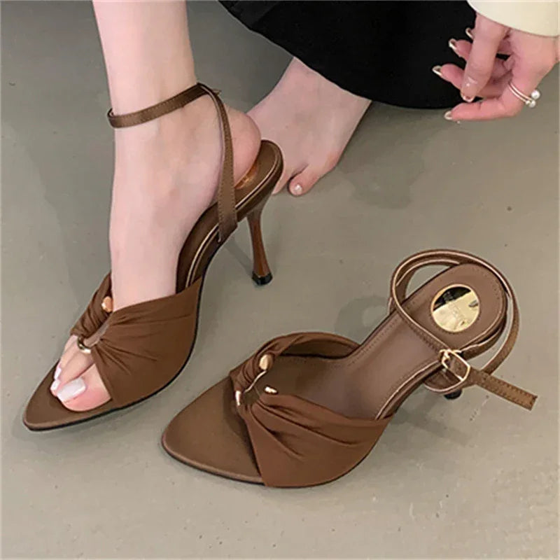 Pointed Toe Thin High Heels Sandals - Piña Colada