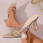 Crystal High Heels Sandals - Piña Colada