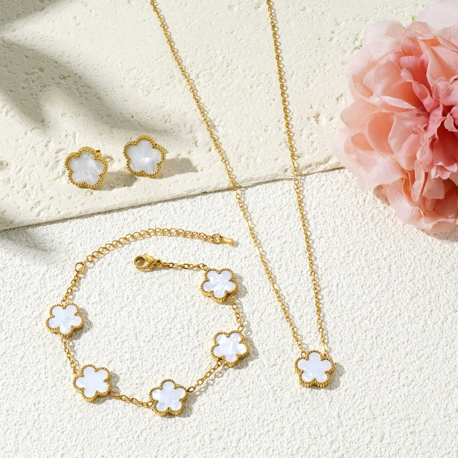 Flower Stainless Steel Jewelry Set for Women - Piña Colada
