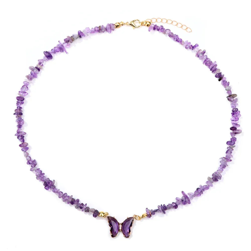 Butterfly Crystal Necklace - Piña Colada