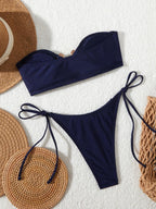 Solid Ring Detail Bikini Set - Piña Colada