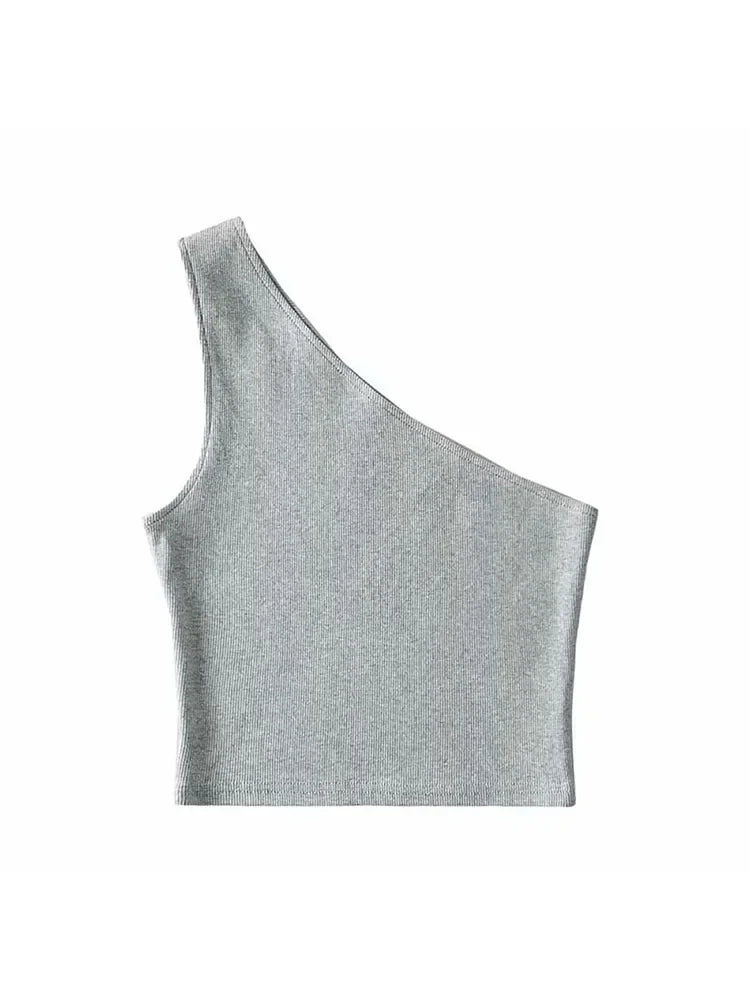 One Shoulder Cropped Tank - Piña Colada