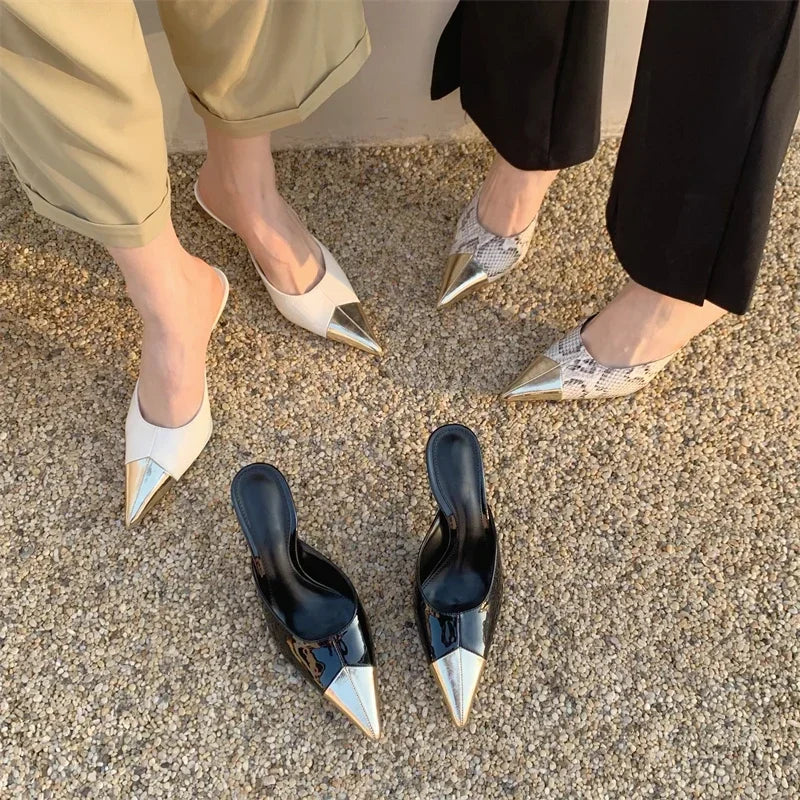 Pointed Toe Serpentine Sexy Thin Heels - Piña Colada