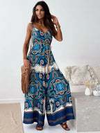 Elegan V-neck High Waist Jumpsuit - Piña Colada