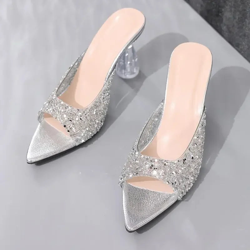 Crystal High Heels Sandals - Piña Colada