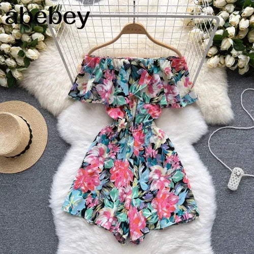 Floral Jumpsuits Shorts - Piña Colada
