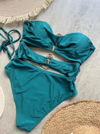 Metal Rings Cut Out Swimwear - Piña Colada