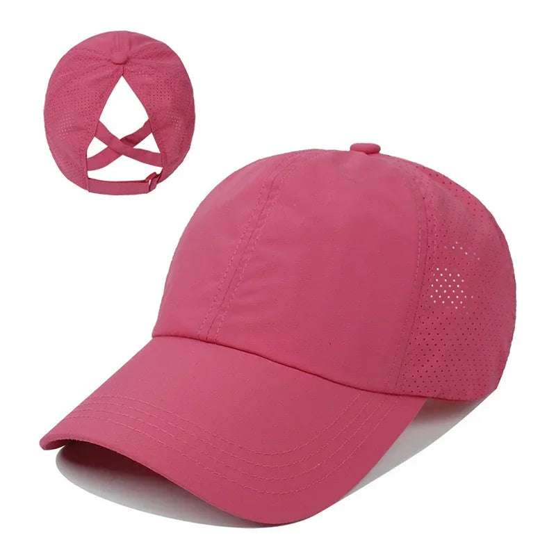 Caps Cross Ponytail Hat Mesh Quick-Drying