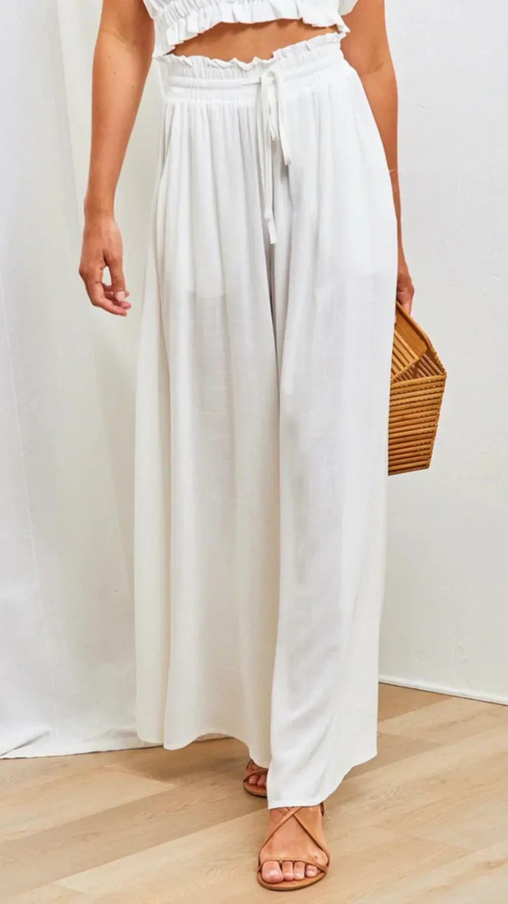 Loose Casual Wide Leg Pants - Piña Colada
