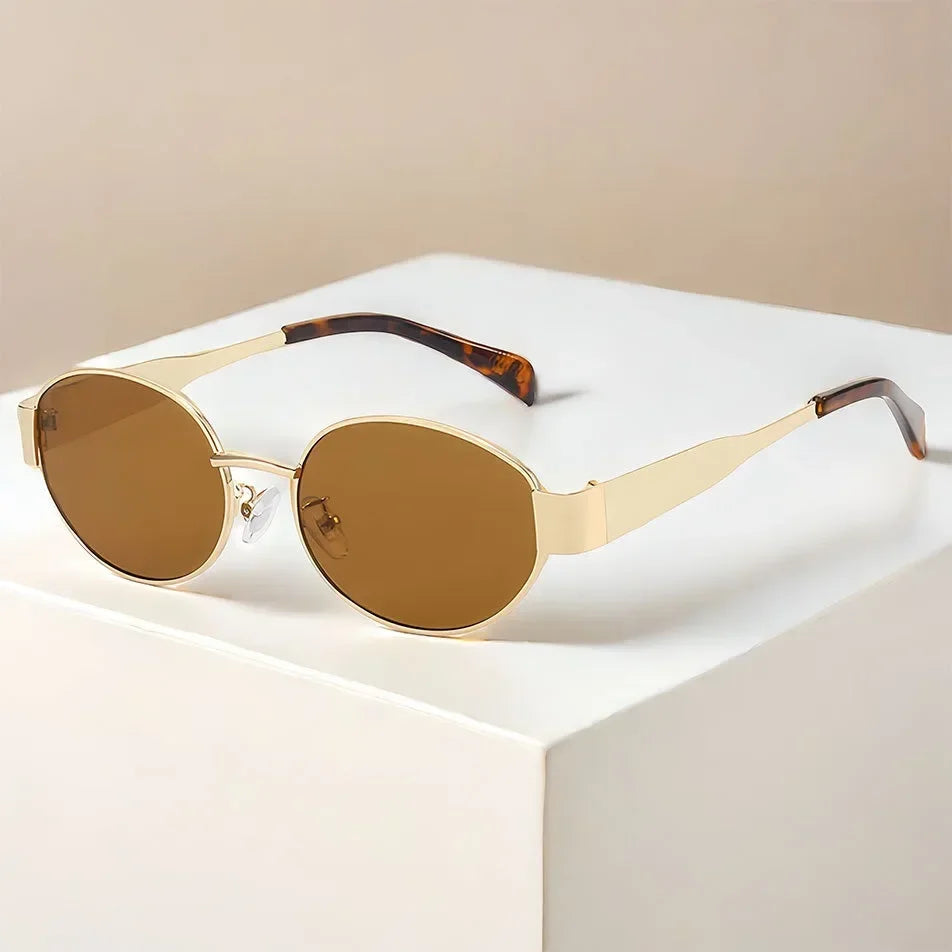 Sunglasses Advanced Metal Sunglasses Fashion Oval - Piña Colada