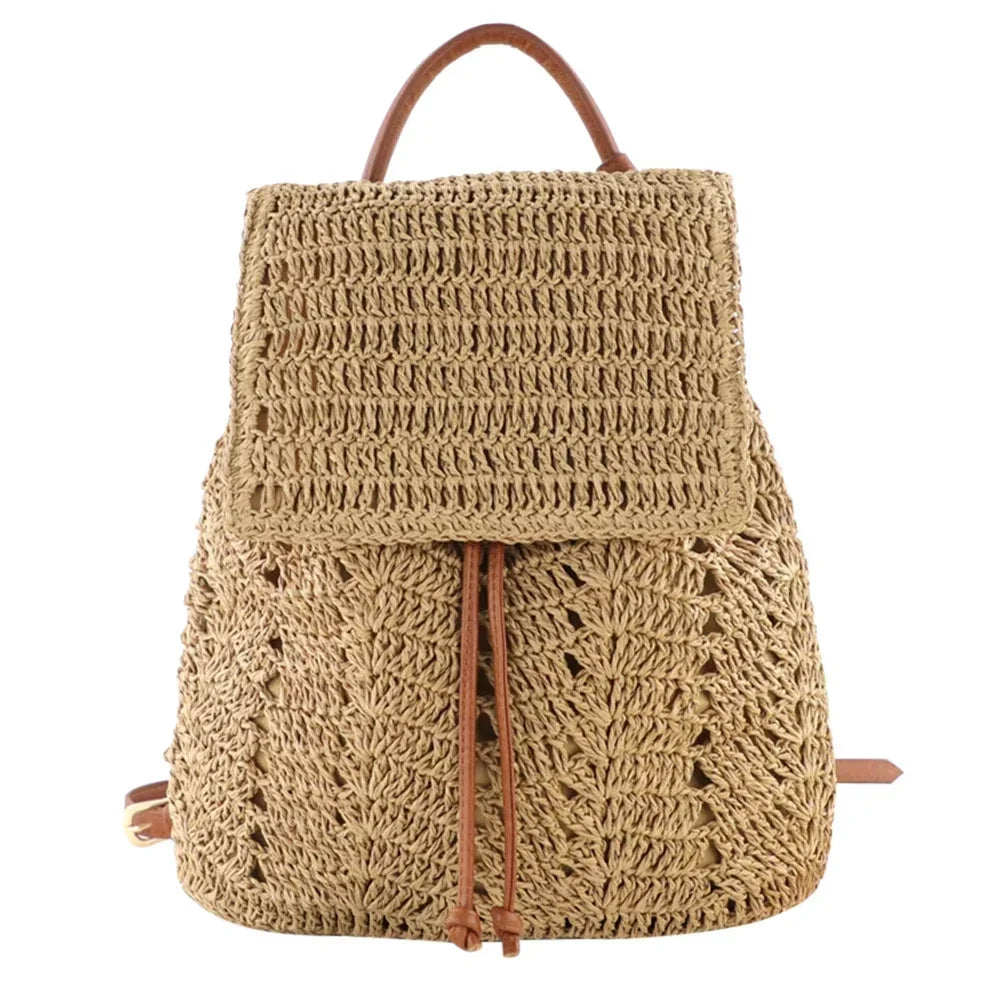 Women Straw Backpack Handmade - Piña Colada