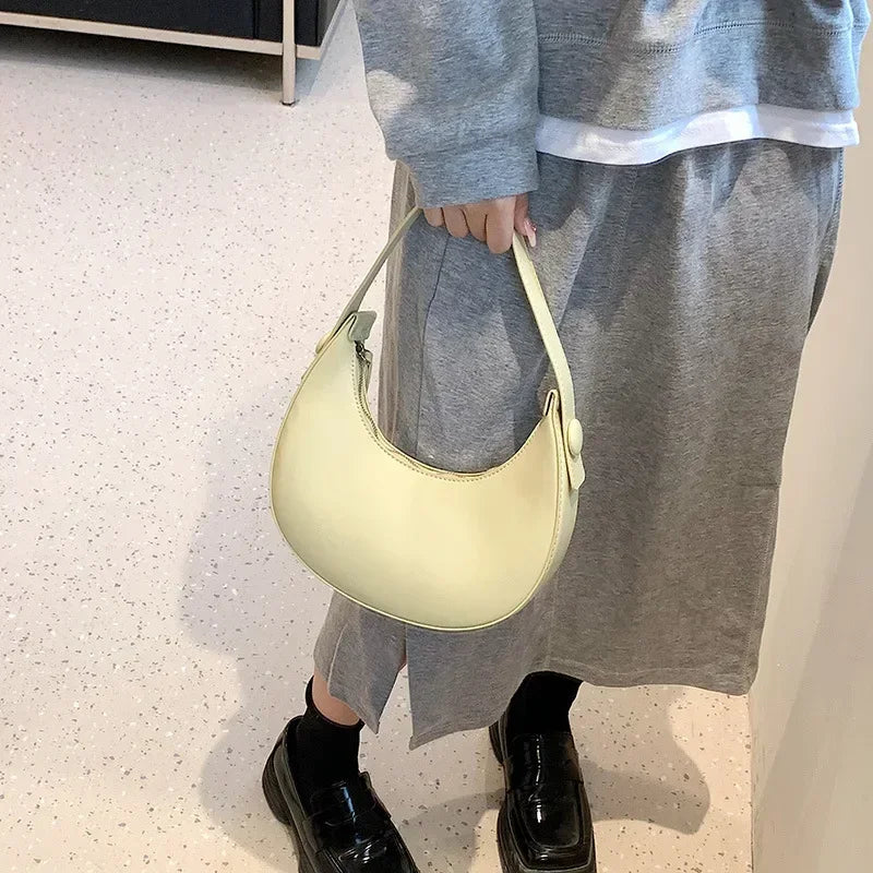 Cute Half Crescent Bag Leather
