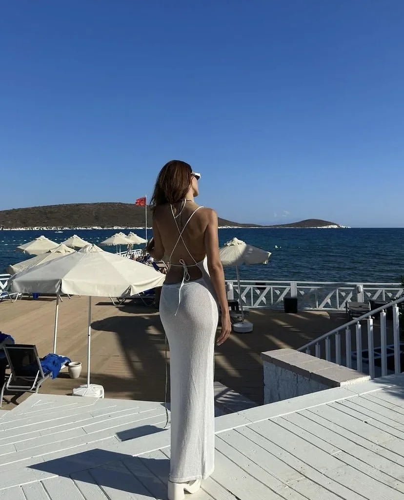 Knitted Cover Up Beach Dress Sexy - Piña Colada