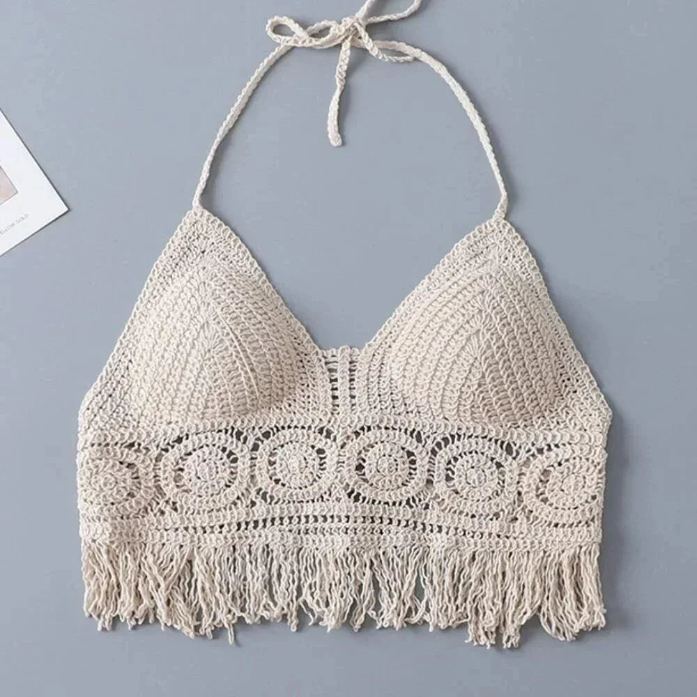 Boho Fringe Tank - Piña Colada