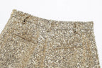 Sequins Mid-waist Casual Shorts - Piña Colada